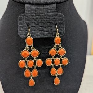 Elegant Orange Chandelier Earrings